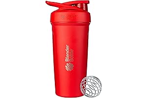 Strada Shaker Cup Insulated Stainless Steel Water Bottle with Wire Whisk, 24-Ounce, Red