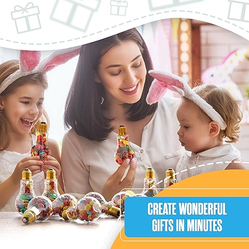 Vista 15 de Houseables Bombillas de plástico, bombillas rellenables, bombillas falsas, bombillas de plástico para manualidades, transparentes, vasos, tarros