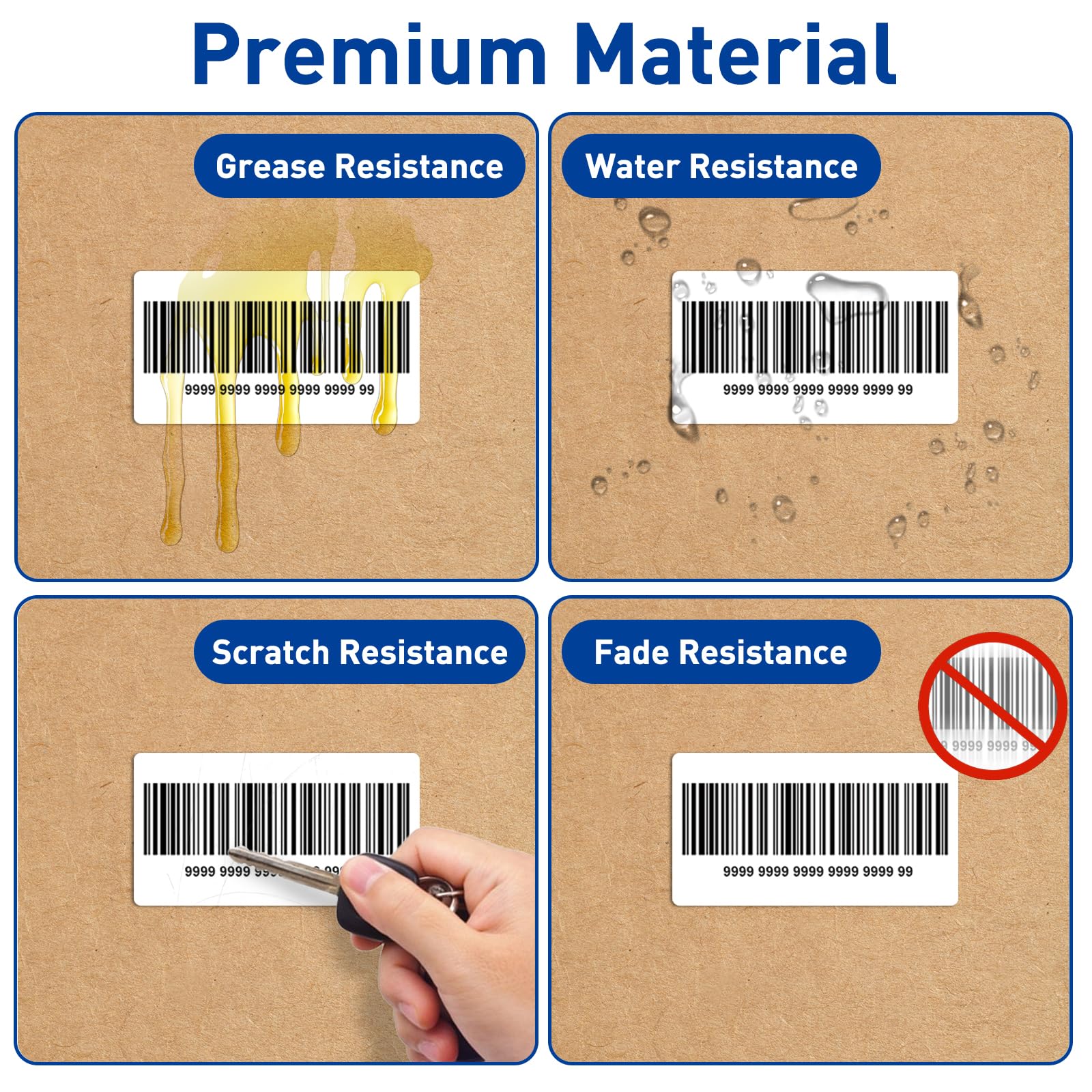 ESSENTIAL Thermo-Barcode-Etiketten, selbstklebend, Beschriftung, 5,1 x 2,5 cm, wasserdicht und öldicht, kratzfest, 1300 Etiketten mit Rolle