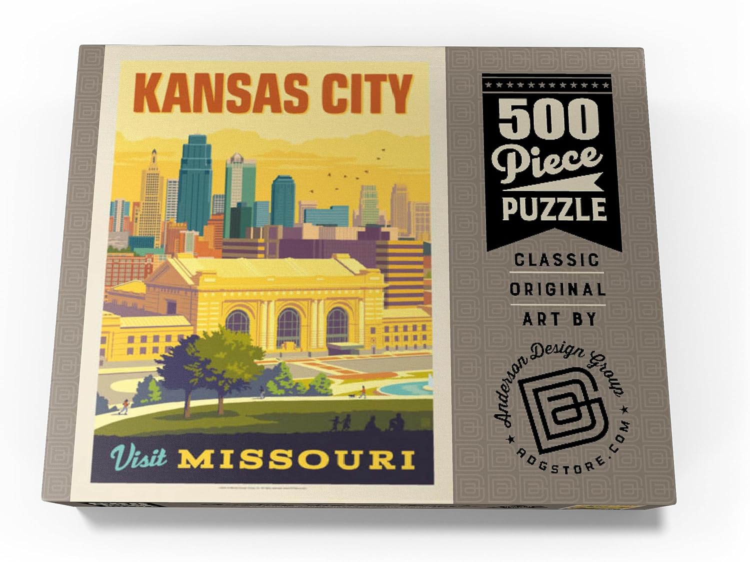 MyPuzzle Missouri: Kansas City, Union Station, Vintage Poster - Premium 500 Piece Jigsaw Puzzle for Adults