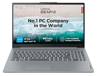 Lenovo IdeaPad Slim 3 13th Gen Intel Core i3 15.6" (39.6cm) FHD Laptop (8GB/512GB SSD/Win 11/Office 2021/1 Year ADP Free/Alexa Built-in/3 Month Game Pass/Arctic Grey/1.62Kg), 82X70034IN