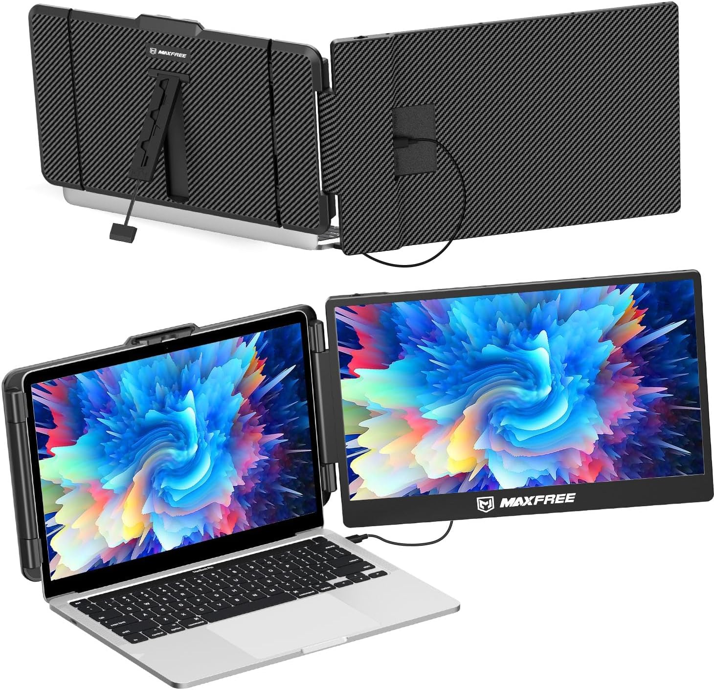 Maxfree Laptop Screen Extender, S1 14'' Laptop Monitor Extender Dual Screen Plug & Play, 1080P FHD Portable Monitor for 13-17'' Laptops, Compatible with macOS/Windows/Dex/Android/Switch/PS5