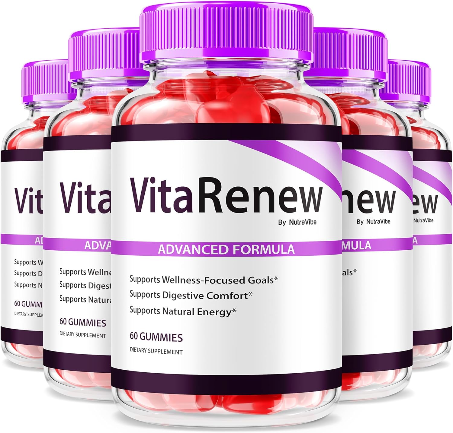 (5 Pack) VitaRenew Gummies - Powerful Hydrating Formula for Age-Related Damage, Vita Renew Skin Care Gumies, Youthful and Healthy Skin Care, Great Tasting, Easy to Chew Gummy (300 Gummies)