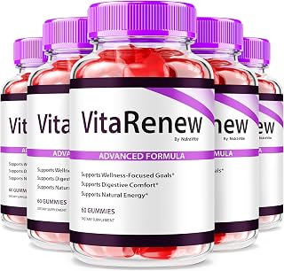 (5 Pack) VitaRenew Gummies - Powerful Hydrating Formula for Age-Related Damage, Vita Renew Skin Care Gumies, Youthful and Healthy Skin Care, Great Tasting, Easy to Chew Gummy (300 Gummies)