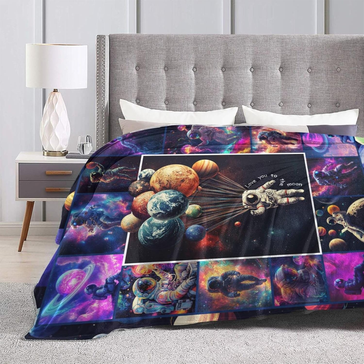 Astronaut Blanket Astronaut Throw Blanket Soft Cozy Warm Fuzzy Fleece Lightweight Plush Merch Animals Decor Gifts for Lover Man Woman Boys Girls Couch Bedding Sofa 50"X40" - Image 4