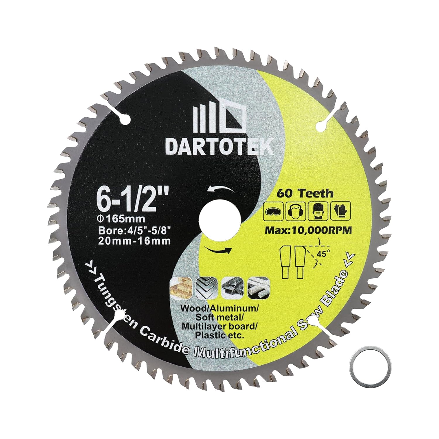 SHDIATOOL Diamond Drill Core Bits 5 Pieces 5/16 Inch Cutter and DARTOTEK Wood Cutting Disc, 6-1/2" /165mm Circular Saw Blade 60T,Tungsten Carbide Tipped TCT Cut Off Wheel