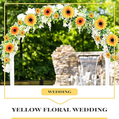 Miniatura 6 de Hoteam Girasoles falsos con clip, cabezas de girasol artificiales con clips, girasol de seda sintética, cabeza de flores amarillas para ramos