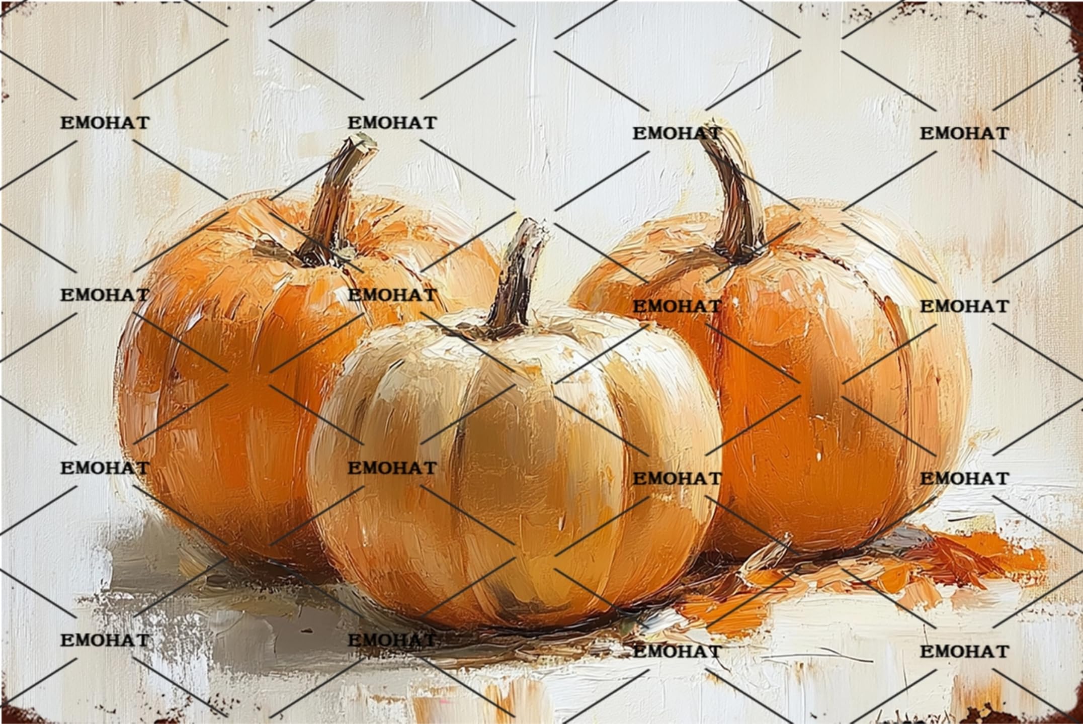 Pumpkin Metal Tin Sign 8x12 Inch - Vintage Fall Wall Decor for Thanksgiving & Halloween - Rustic Farmhouse Kitchen Art Autumn Pumpkin Metal Sign