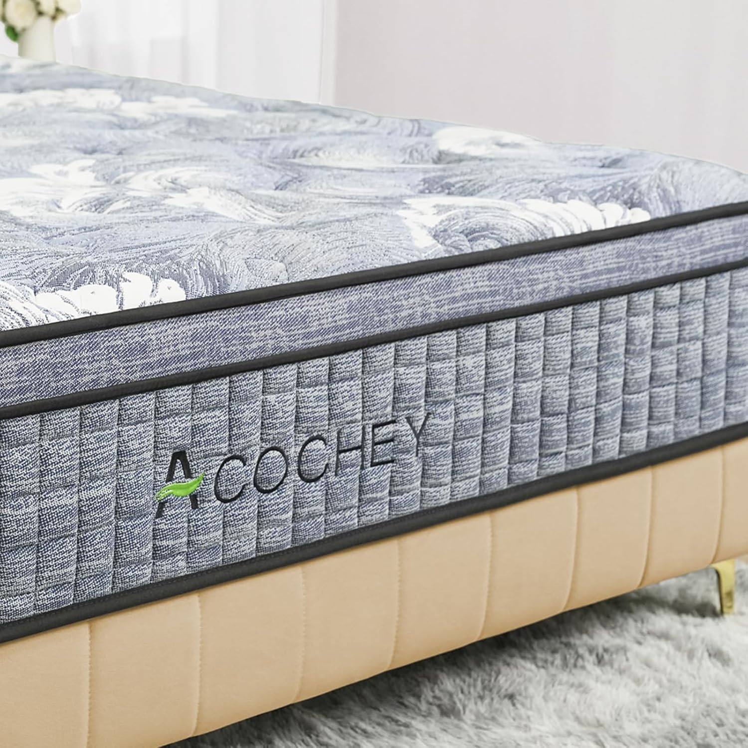 Acochey King Mattress, 10 Inch Cool Memory Foam Individually Pocket Sprung Mattress for Enhanced Pressure Relief and Spinal Alignmentf, Hybrid Mattresses in a Box-150x200x25cm