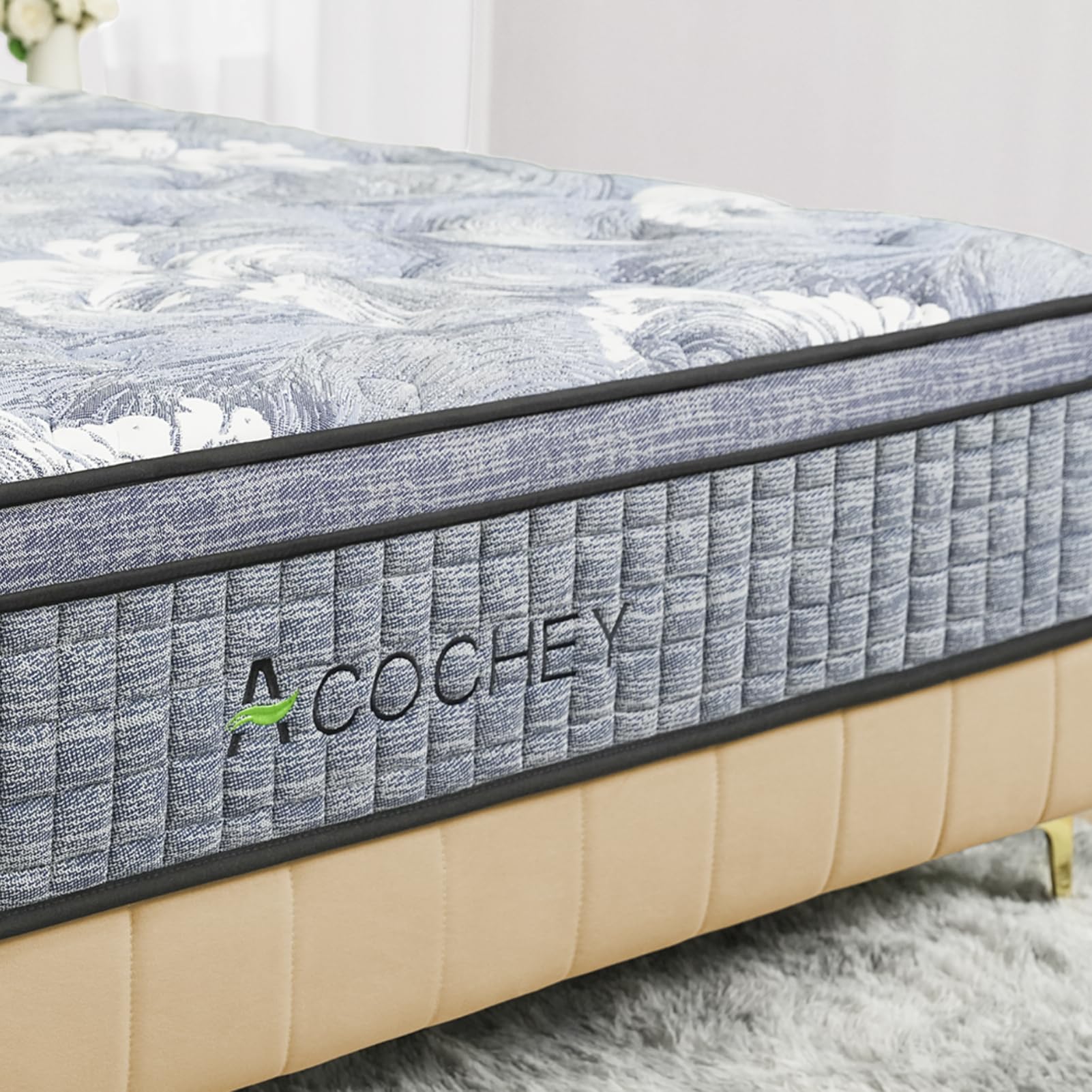 Acochey 4FT6 Double Mattress 10 Inch Gel Memory Foam Pocket Spring Hybrid Mattresses, 7-Zone Orthopedic Mattress & Motion Isolation, Medium Firm 135x190x25cm