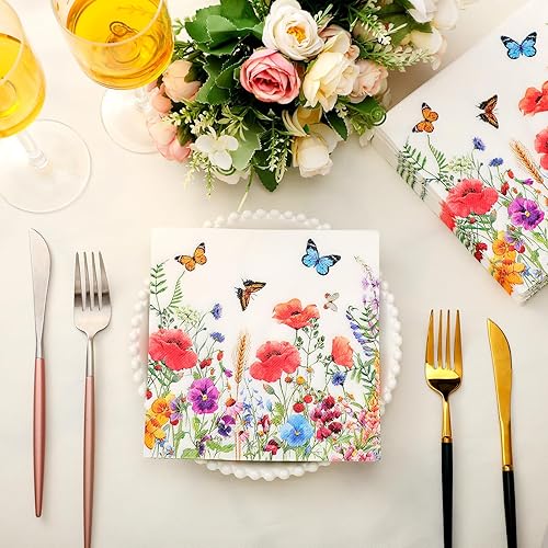 Miniatura 2 de Patelai 100 servilletas desechables de flores, servilletas decorativas de papel oceánico, servilletas náuticas para invitados para baño, cocina,