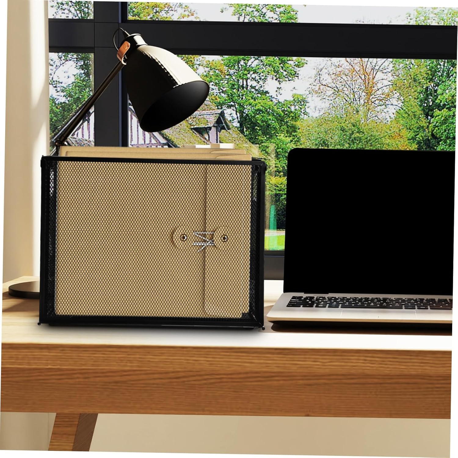 Sturdy Metal File Holder Desk Organizer Easy Assembly Book Storage Rack Office Storage