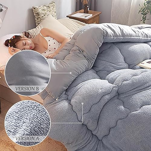 Miniatura 10 de Edredón de algodón cálido para invierno, edredón de invierno de terciopelo de cordero, manta de cachemira de cordero para cama doble, núcleo de