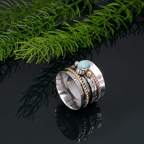 Miniatura 39 de Veracity Jewelry Sterling Silver Fidget Ring Spinner Ring Anxiety Relieving Rings For Unisex Meditation Thumb Worry Healing Birthday Promise Band