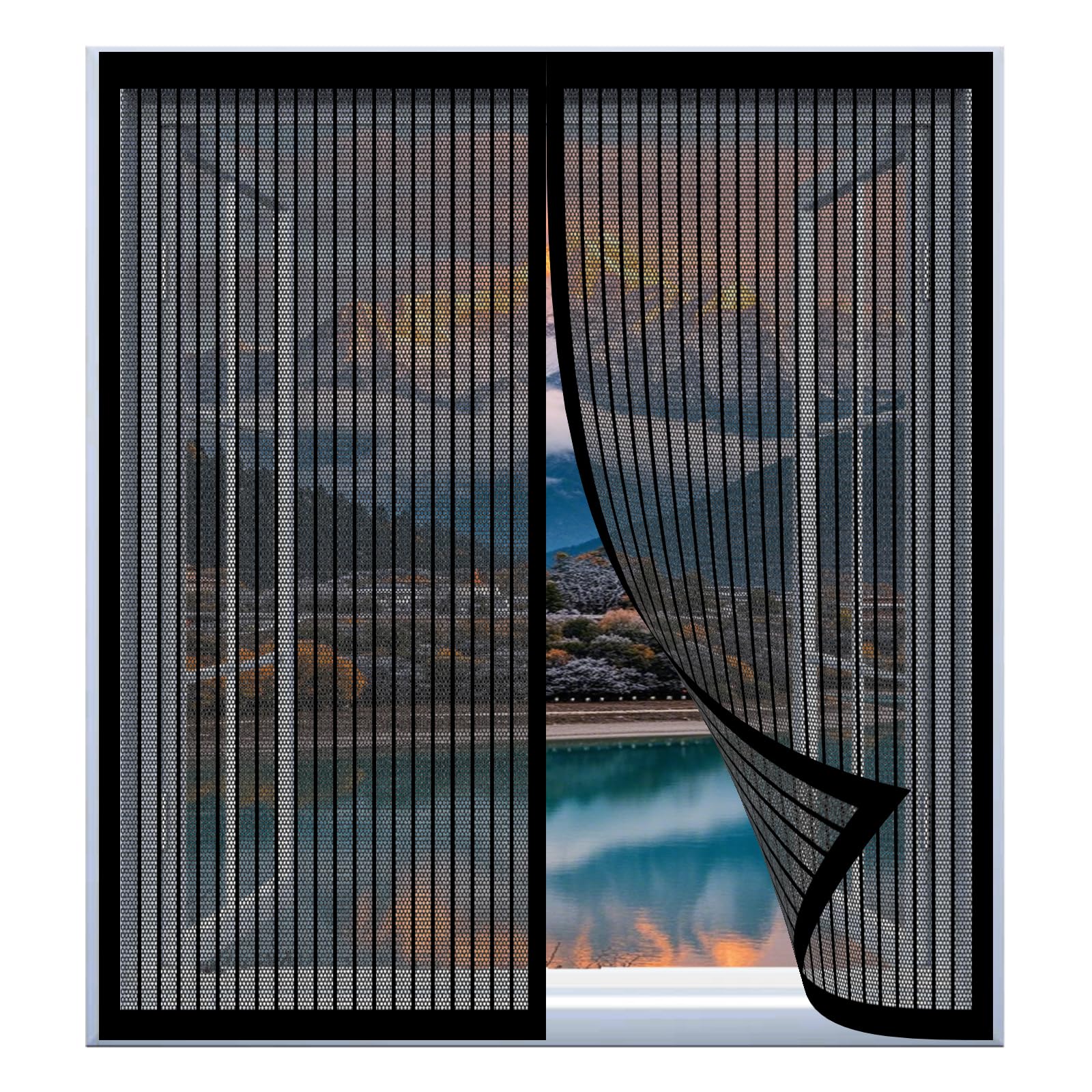 Yuanwan Black Mosquito Net Window Frame 119 X 127 Cm Easy Installation No Drilling Or Screwing Fly Screen Mosquito Magnetic Window Screen For Windows Nets To Keep Bugs Out,
