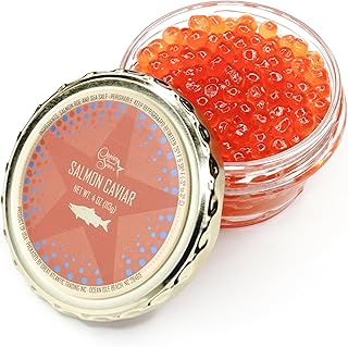 Alaskan Premium Ikura Salmon Roe (4oz Glass Jar) – Sustainably Harvested, Jewel-Toned Caviar