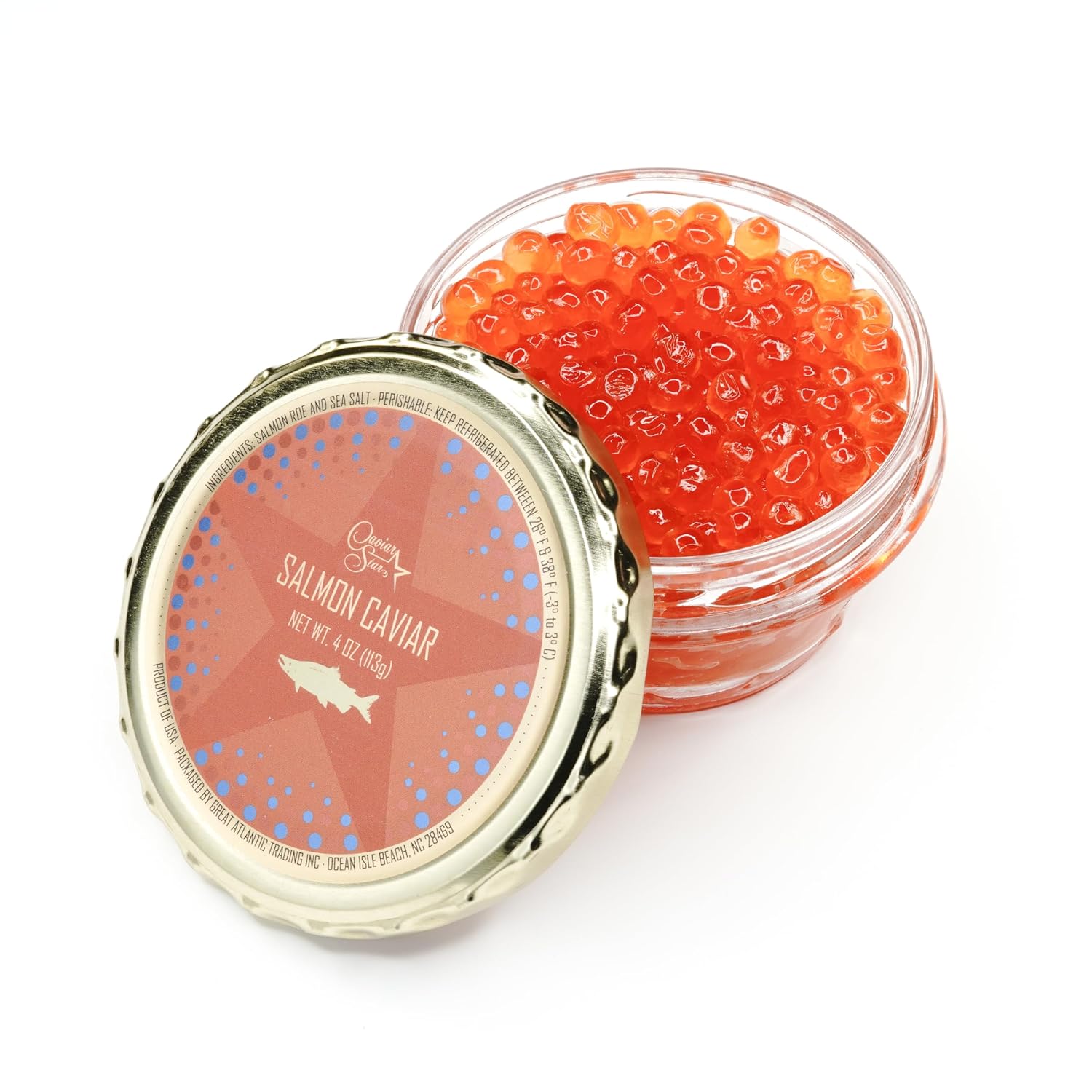 Alaskan Premium Ikura Salmon Roe (4oz Glass Jar) – Sustainably Harvested, Jewel-Toned Caviar
