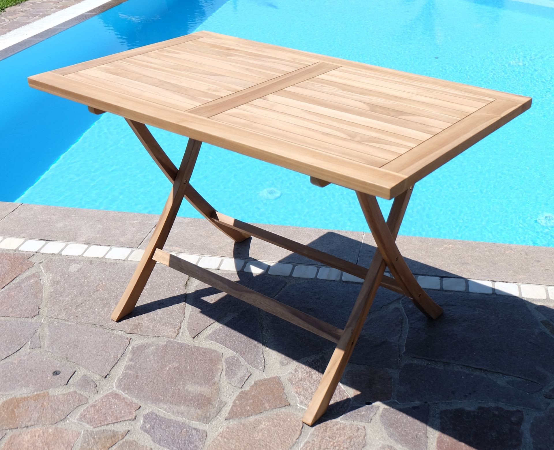 ASS ECHT Teak Holz Teaktisch Klapptisch Holztisch Gartentisch Garten Tisch in verschiedenen Größen zum Klappen von Größe:120x70cm