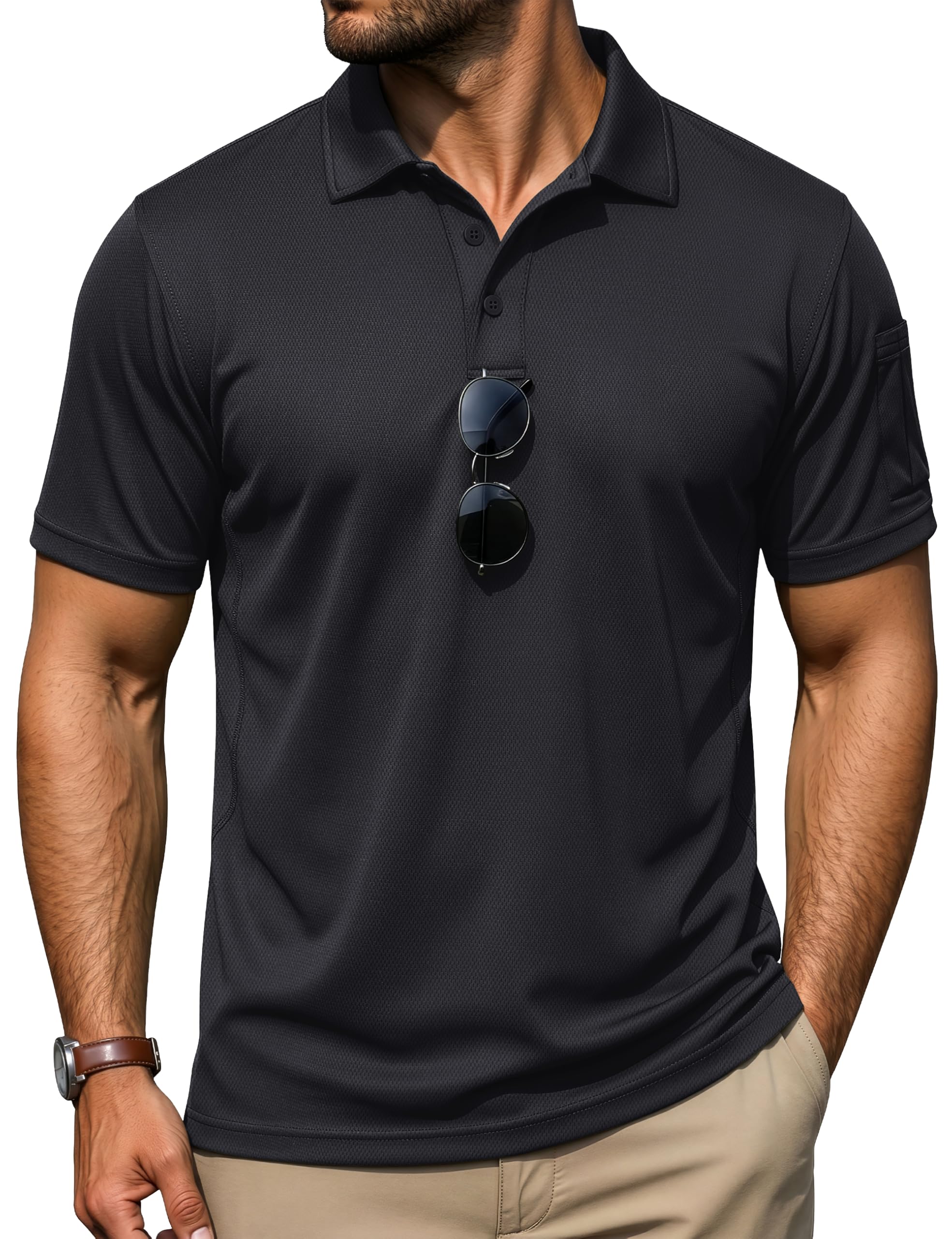 TACVASEN Poloshirt Herren Kurzarm Golf Polo Shirts Funktionsshirt Sommer Polohemd Atmungsaktive Sport Tshirts