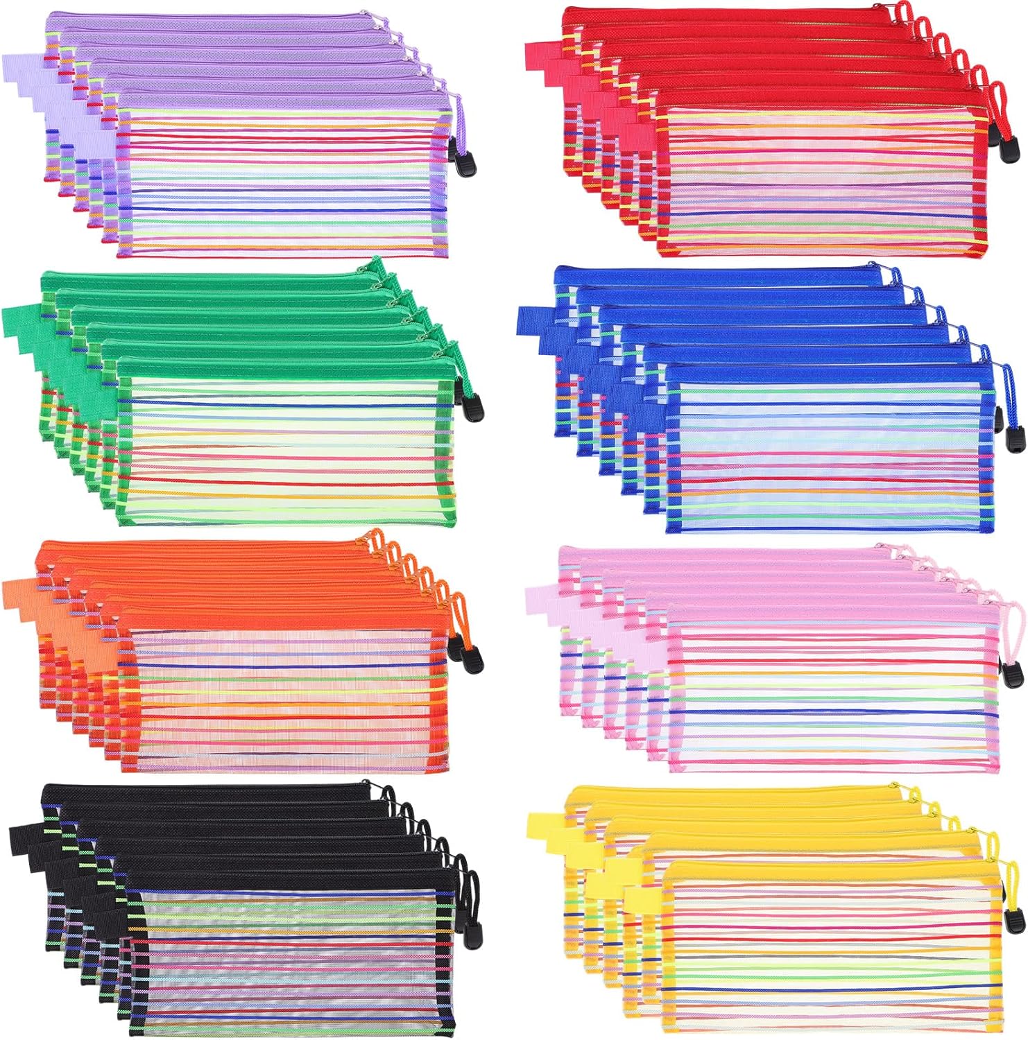 Lemecima 72 Pack Zipper Mesh Pouch Pencil Pouches Cases Multipurpose Storage Bag Travel Bags for Office Classroom Supplies Toiletries Cosmetic Puzzles Storage