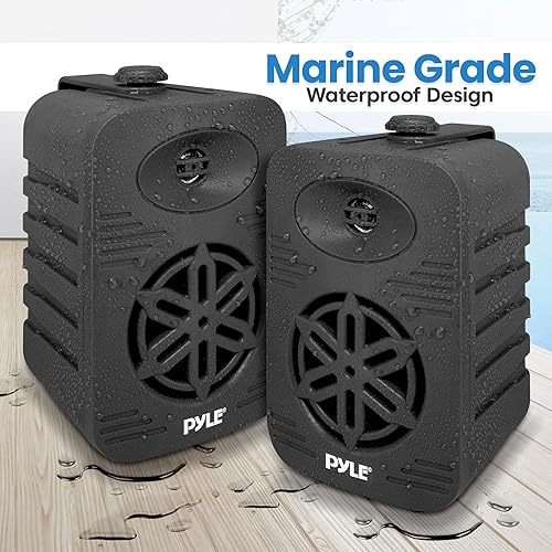 Vista 79 de PyleUsa Par de altavoces Bluetooth para interiores y exteriores, 200 W, doble impermeable, 3.5 pulgadas, sistema de rango completo de 2 vías con Rojo