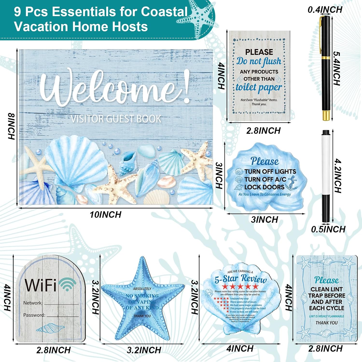 Eaasty 9 Pcs Coastal Rental House Essentials for Hosts Vacation Guesthouse