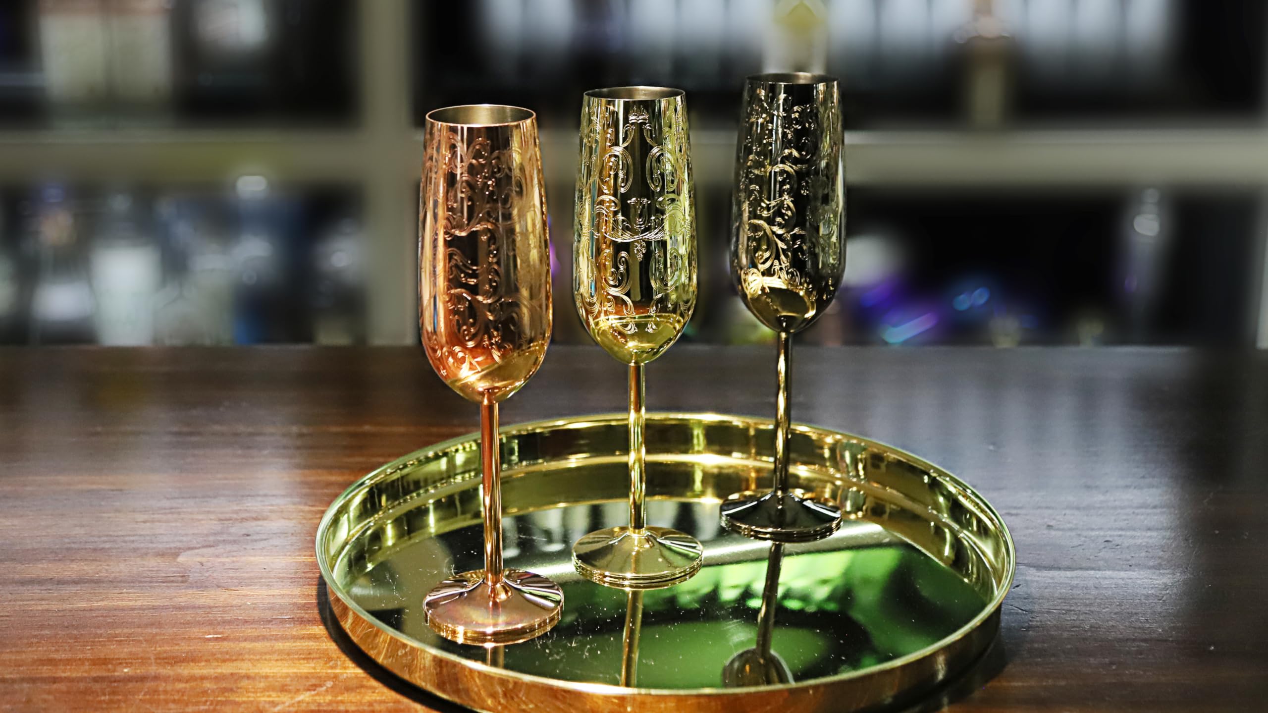 Set di 2 bicchieri da champagne in acciaio inox, 200 ml, per matrimoni, feste e anniversari (placcati nero)
