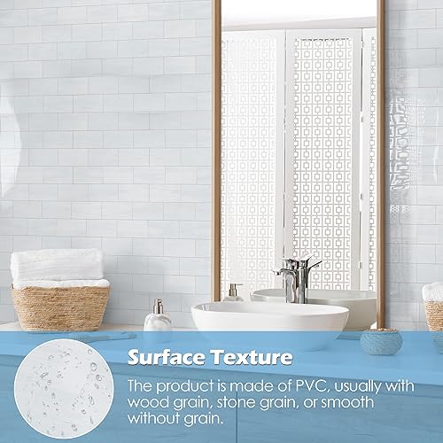 Vista 57 de Paquete de 1 lámina de revestimiento autoadhesivo de 12 x 12 pulgadas, baldosa de pared de PVC para cocina, baño, chimenea, mesa de lavandería o gris