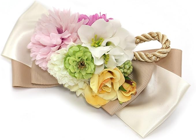 Amazon Co Jp Sumika コサージュ 大人用 リボン付きのコサージュ 髪飾りにも ベージュリボン Smk1154 ジュエリー