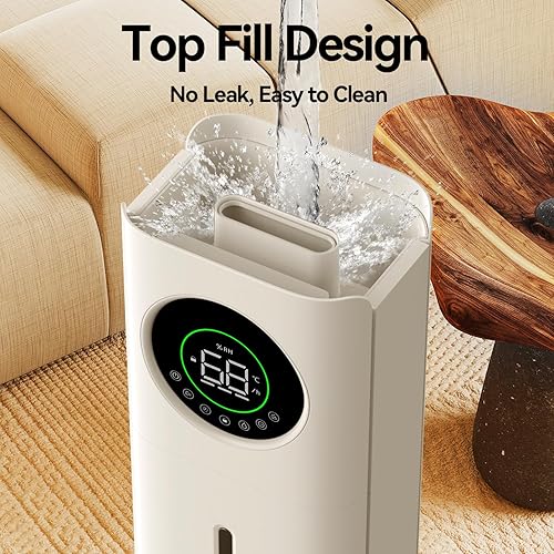 Miniatura 4 de KELOPA Humidificador ultrasónico de niebla fría de 9L - Llenado superior, control inteligente de humedad, modo de sueño, para el hogar, habitación
