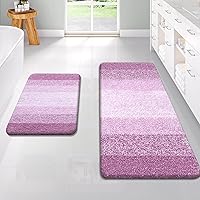Vista 325 de OLANLY Juego de 2 alfombras de baño de 2 piezas, alfombras de baño de microfibra suave y absorbente y alfombra de inodoro con contorno