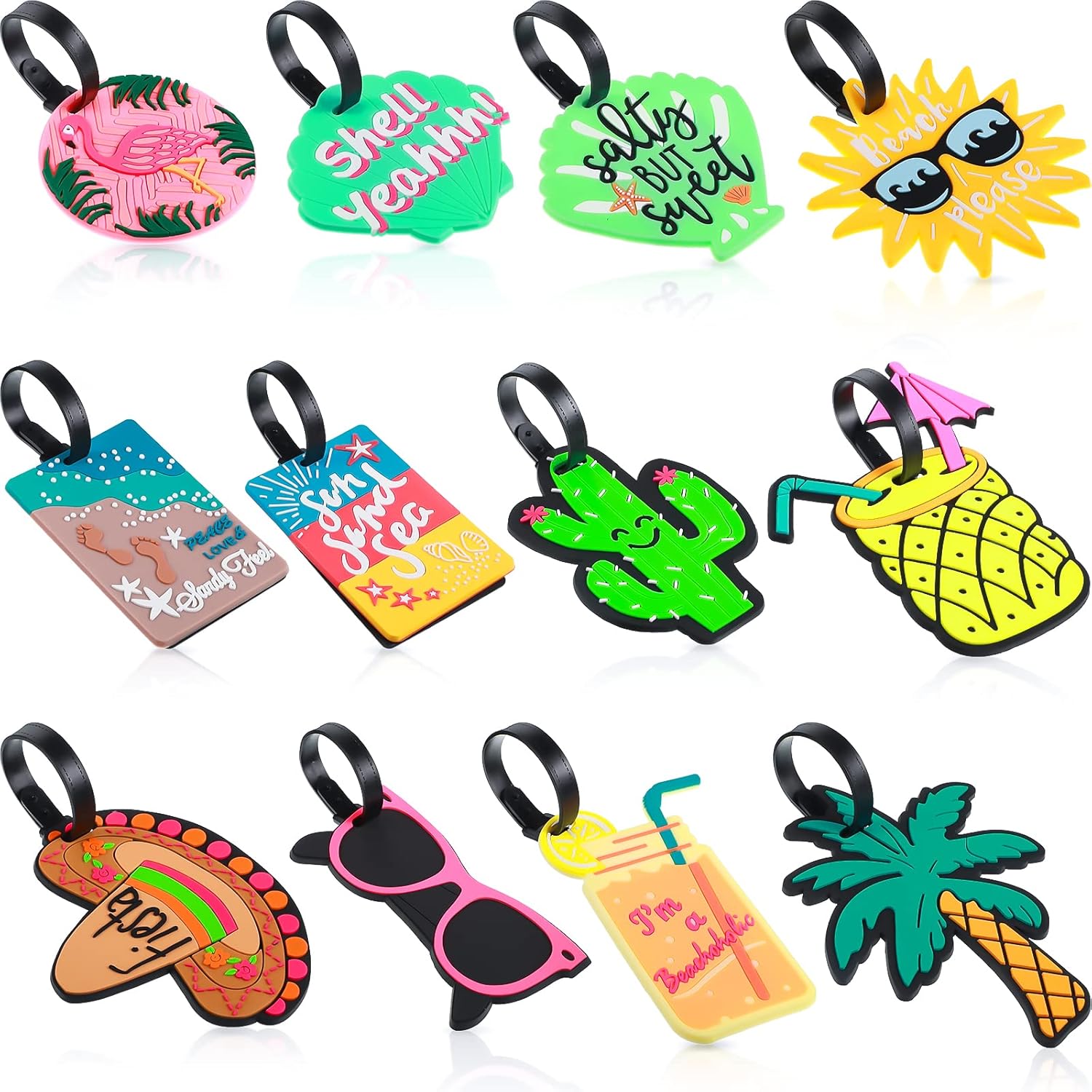 12 Pieces Funny Luggage Tags Cute Travel Baggage Bag Tags Luggage Identifier