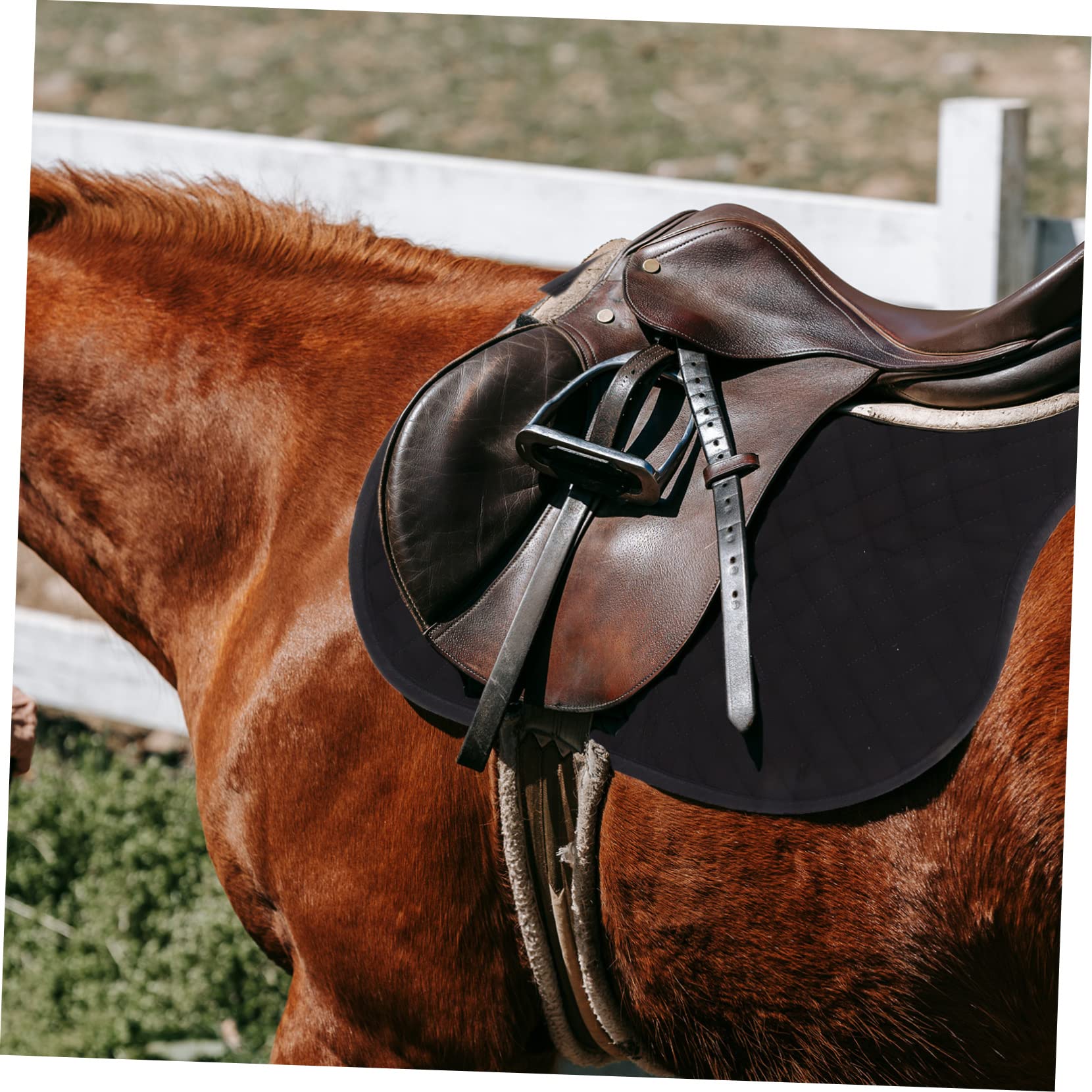 ibasenice Manta de Silla de Montar Occidental Antideslizante, Cómoda, Eva, Algodón y Poliéster, para Caballo, , Negro