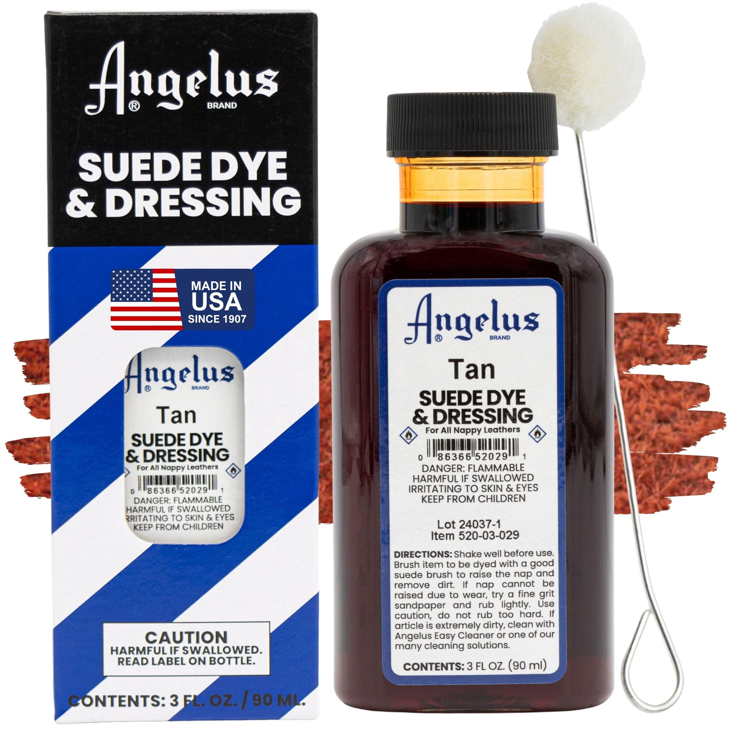 Angelus Suede Dye - Tan - 3 oz Premium Liquid Dye for Suede, Nubuck, and Nappy Leather