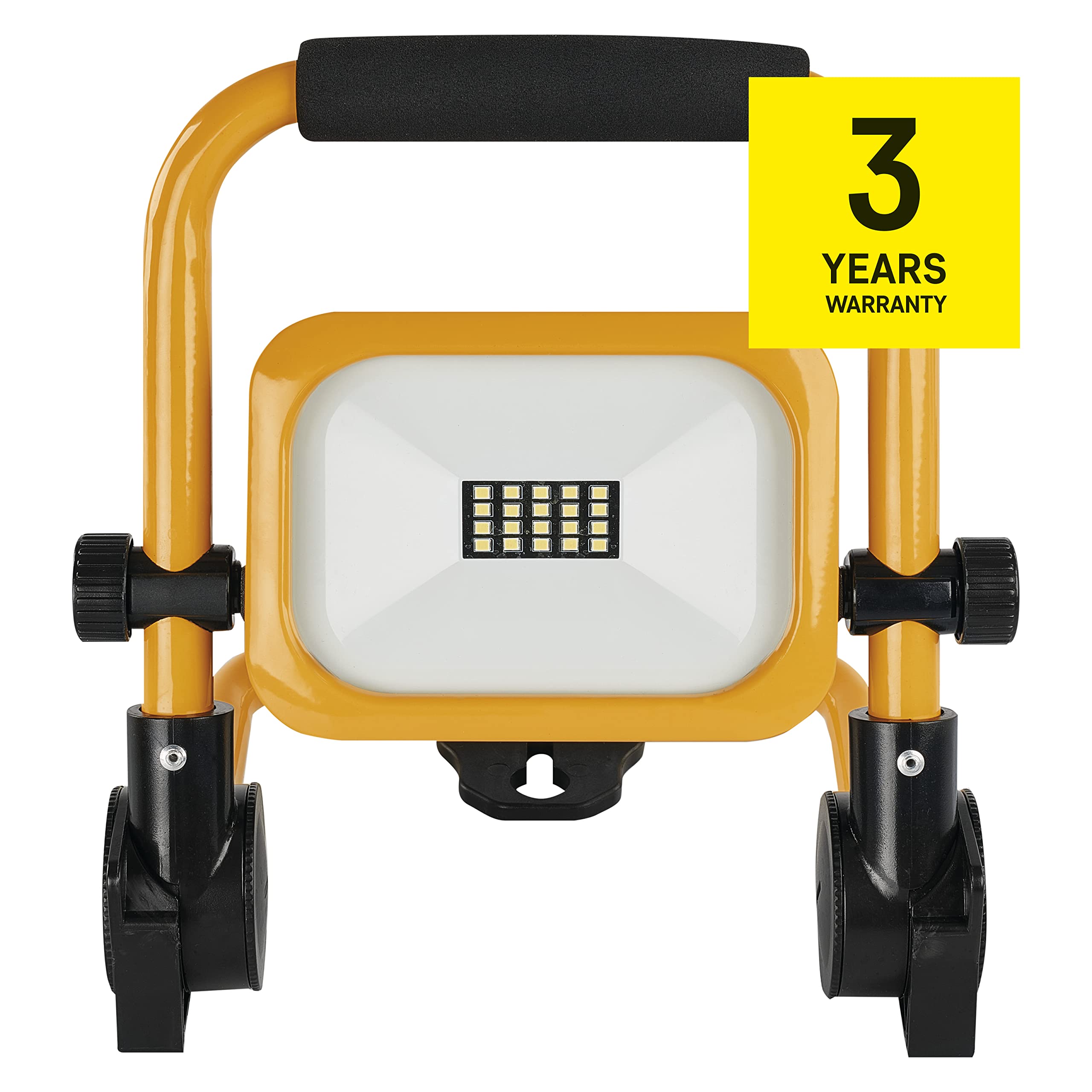 EMOS Reflektor akumulatorowy LED 10 W, wodoszczelny, przenośny reflektor budowlany z podstawą i uchwytem, 3 tryby świecenia o maks. jasności 1000 lm, 6500 K, ładowany 4400 mAh, klasa ochrony IP54,