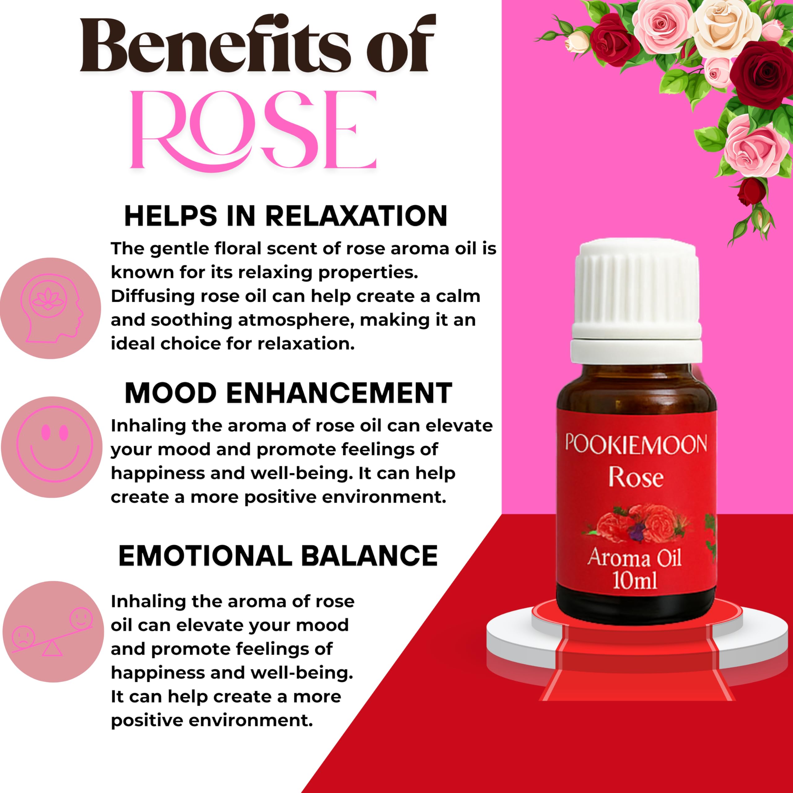 Pookiemoon Aroma Oil Set 6 x 10ml | Lemongrass, Lavender, Jasmine, Lemon, Sandalwood, Rose | Fragrance Oils for Burners, Diffusers & Home Use - Image 8 thumbnail