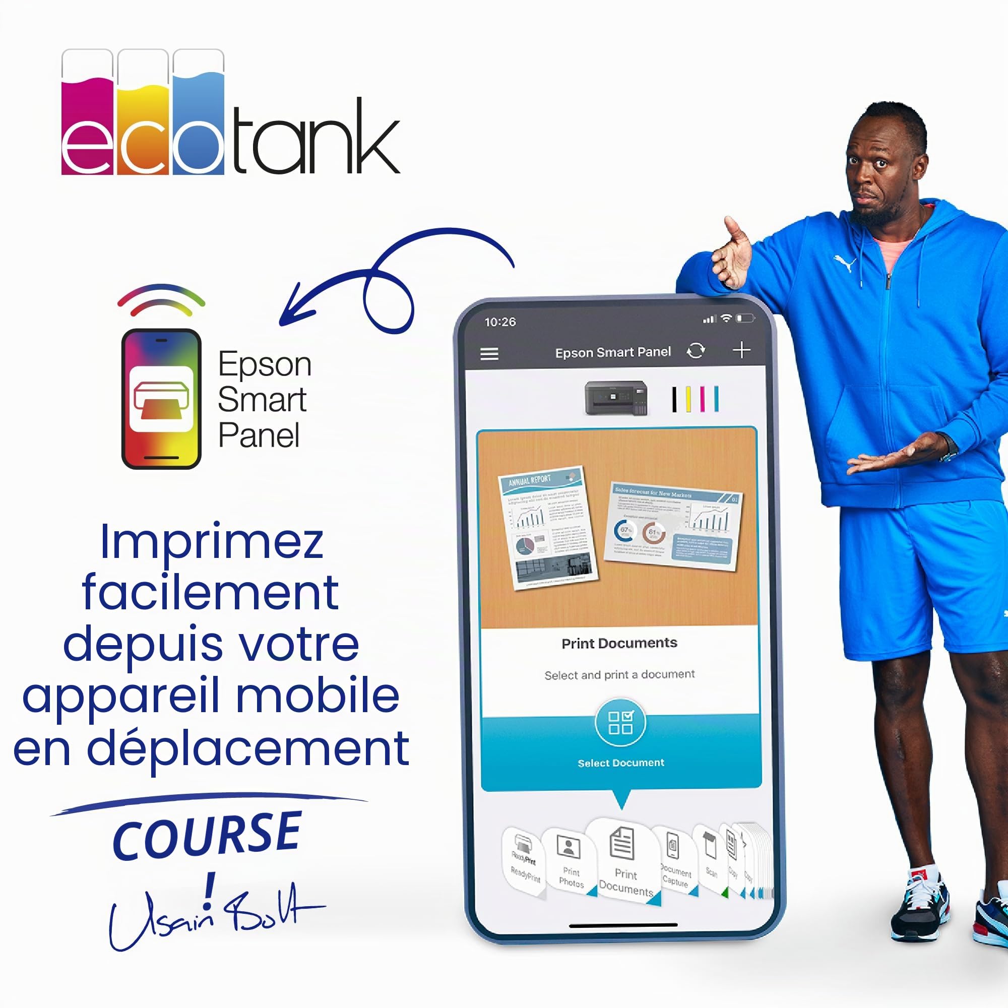 EcoTank ET-2876 Imprimante Multifonction A4 à réservoir d'encre Wi-FI avec Un Stock d'encre jusqu'à 3 Ans