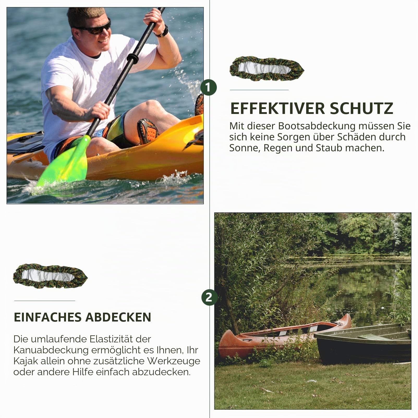 BESPORTBLE Kajak Bootsabdeckung Hochleistungs Wasserdicht UV-Beständig Staubdicht Boot Ski Abdeckung Outdoor Abdeckung für Bass 350X150cm