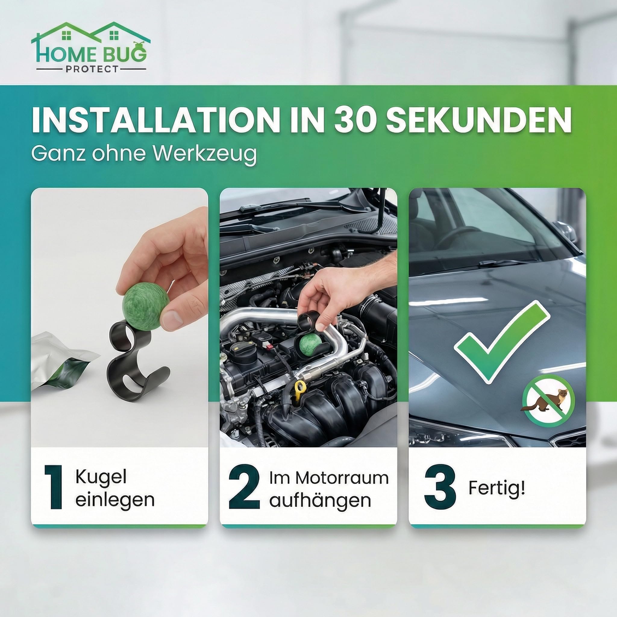 4X Marderabwehr Duftkugeln inkl PKW-Halterung - Effektiver Marderschreck Auto - Langanhaltender Marderschutz für Auto und Umgebung - Marderschreck aus Deutschland