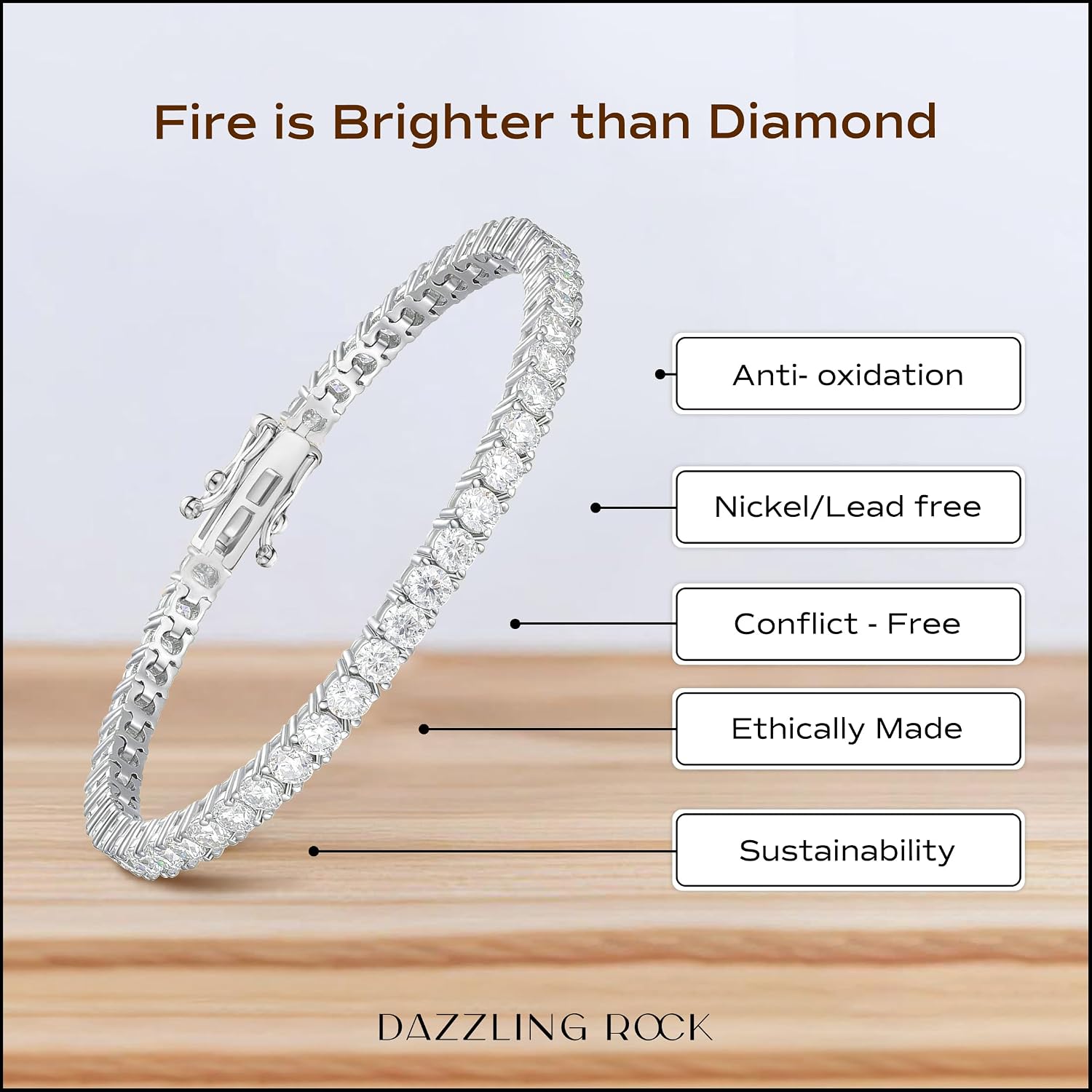 Dazzlingrock Collection Round Moissanite or Lab Grown White Diamond 2|3|4|5mm Tennis Bracelet for Women, 14K Gold Plated Sterling Silver, Hypoallergenic Luxury Jewelry