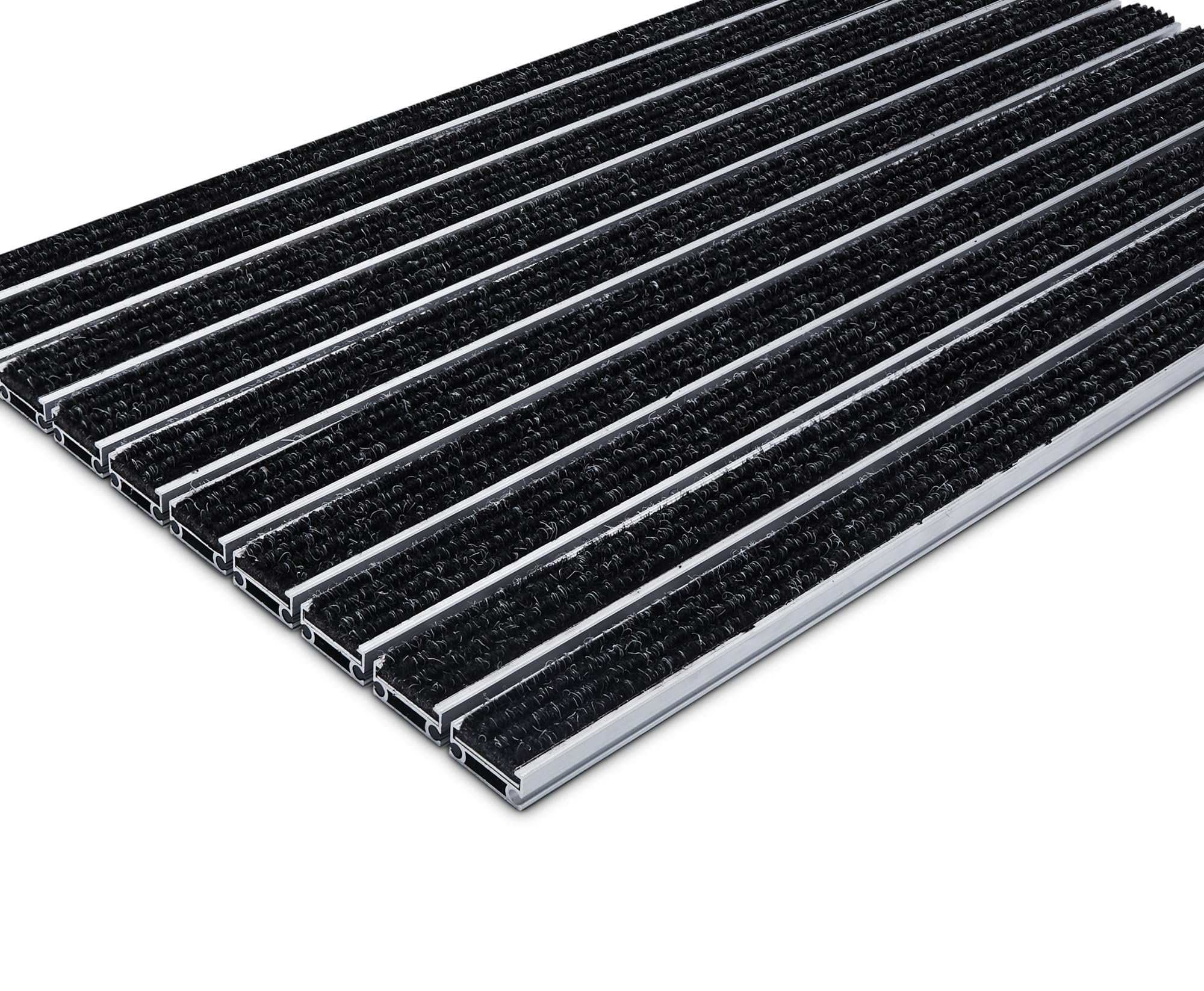 Aluminium-Fußmatte für Türen mit Rahmen 100x50 cm, verstärkt 17 mm, Textil, objektgeeignete Eingangsmatte für Innen, trocknend, Rips Anthrazit, rutschfest