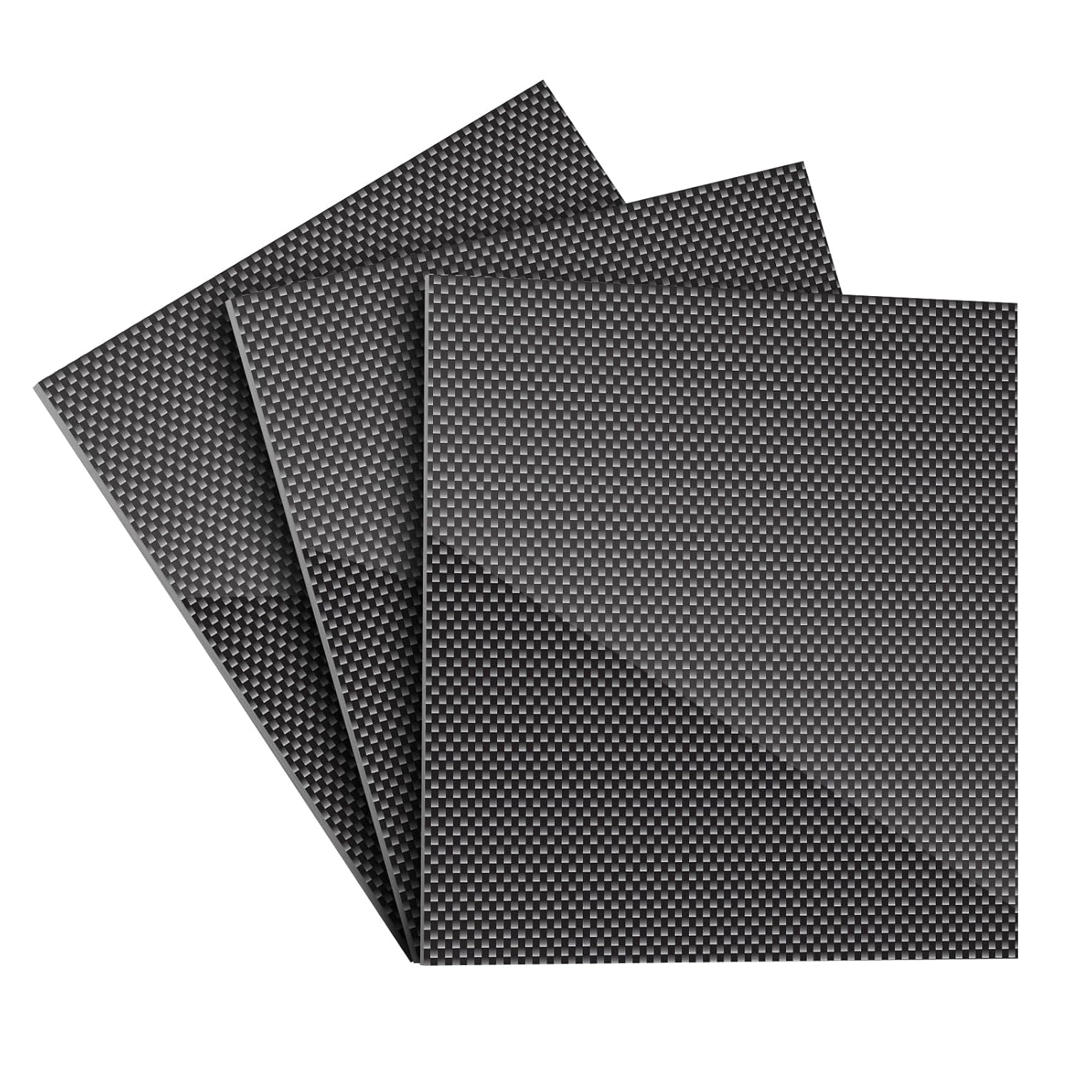 Kalolary 3PCS Carbon Fiber Plate 300 X 300 X 1 MM, Carbon Fiber Board 3K Full Carbon Fiber Sheets Plate Plain Weave and Glossy Finish - Available in 0.5mm 1mm 1.5mm 2mm 2.5mm 3mm