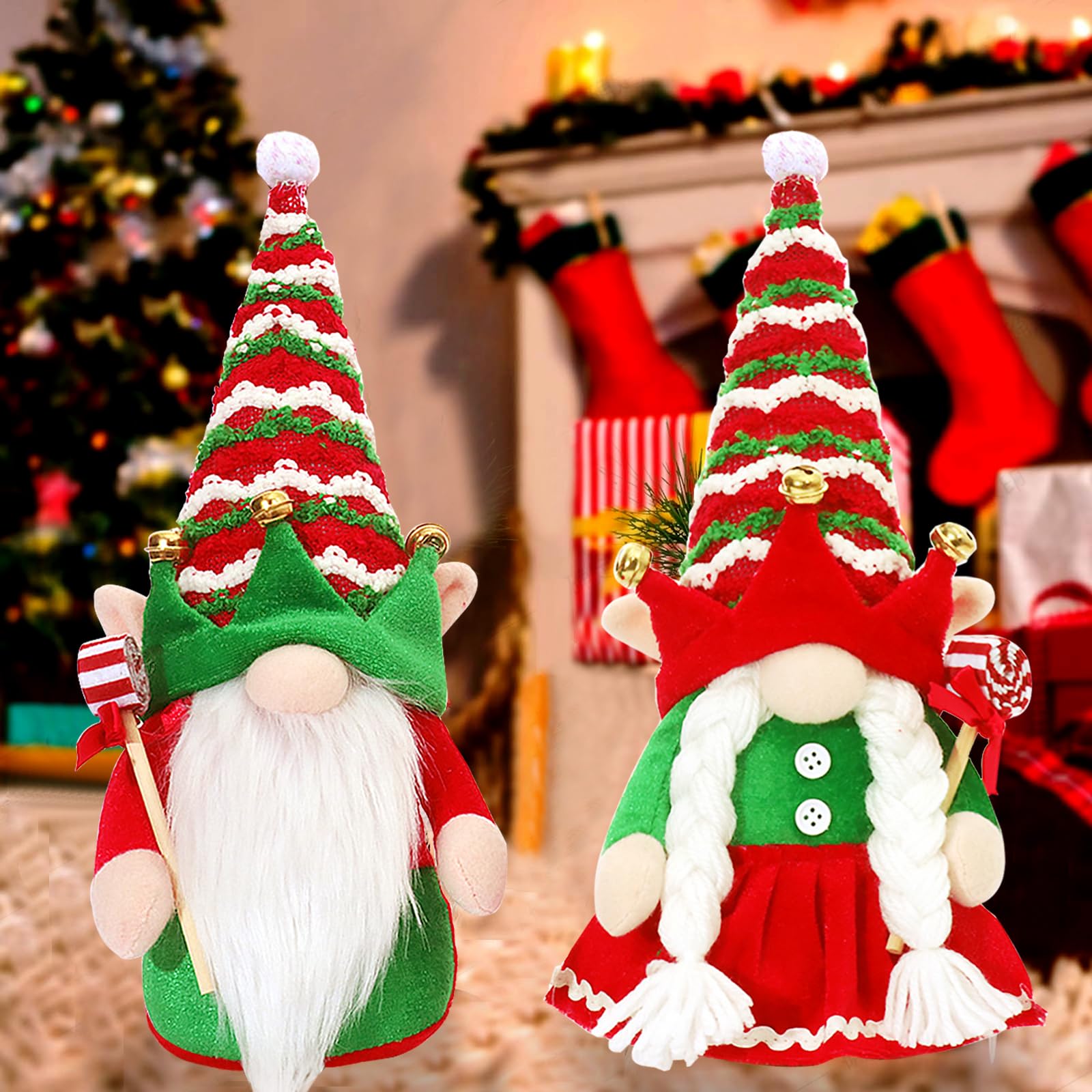 Christmas Decorations, 2Pcs Handmade Christmas Elf Doll, Santa Plush Gnome Christmas Decoration for Home Holiday Party Gifts