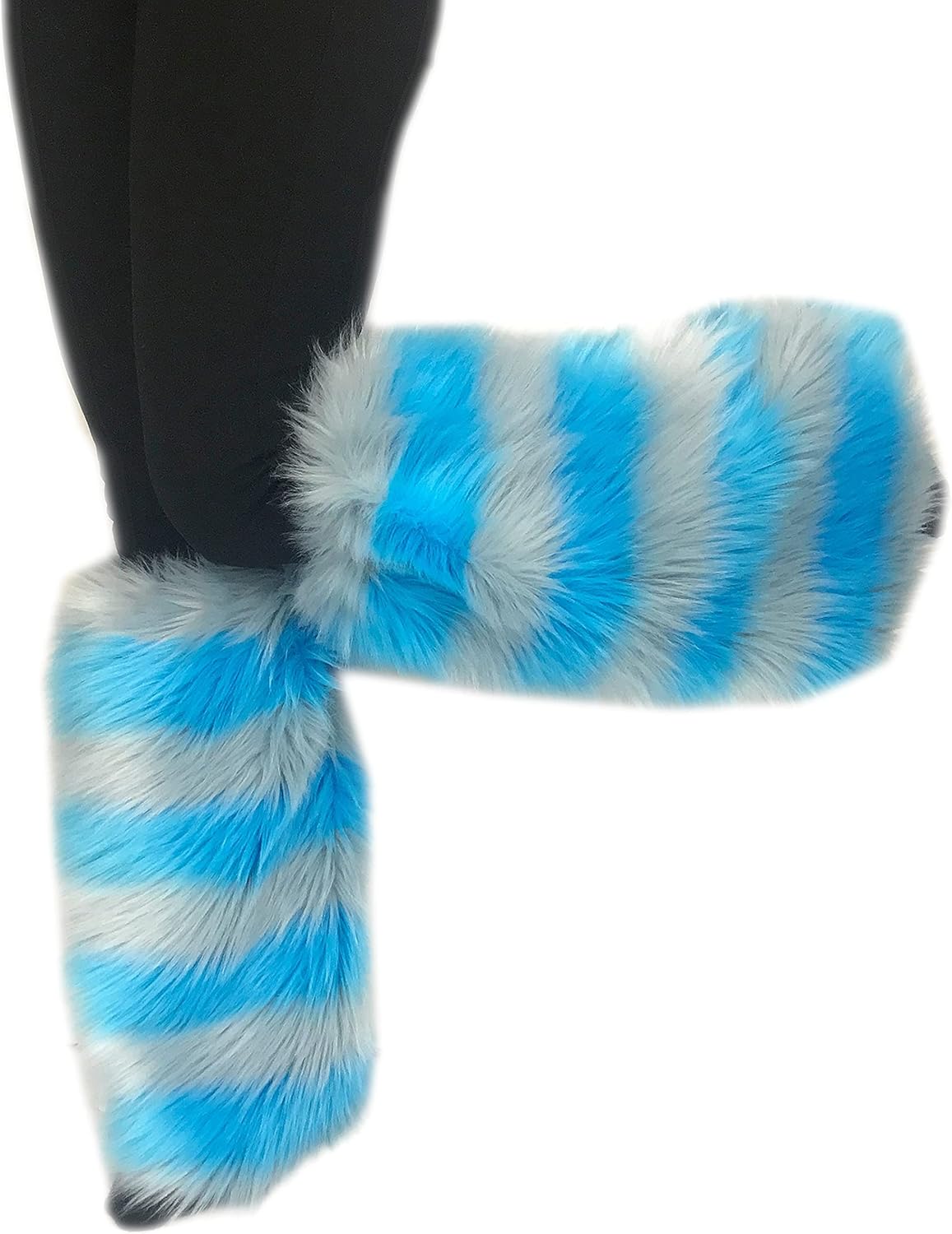 Bianna Creations Cheshire Cat Costume Accessories, Handmade Blue and Gray Striped Luxury Faux Fur