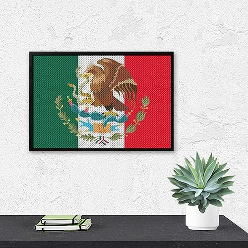 Miniatura 6 de Kits de pintura de diamantes con bandera mexicana para adultos, taladro completo 5D, manualidades para decoración de pared del hogar, regalo