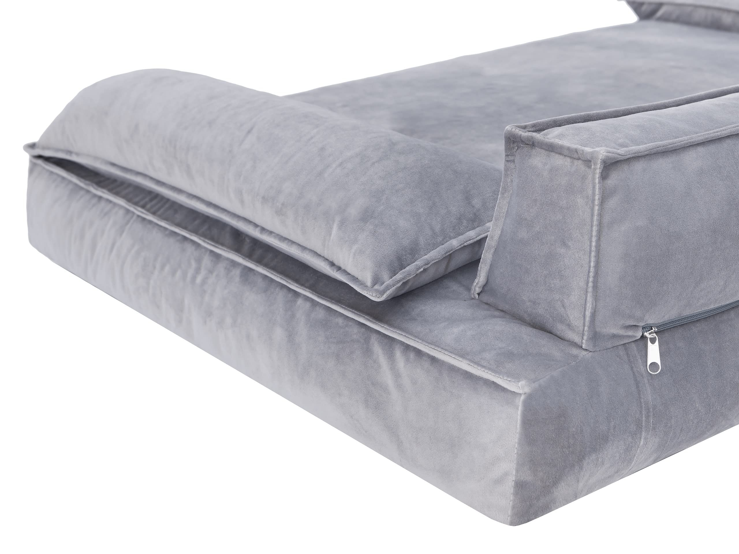 PillowPrim Legowisko dla psa, sofa dla psa, poduszka dla psa, kosz dla psa, kanapa, łóżko dla zwierząt domowych, kosz, sofa, łóżko, łatwe czyszczenie (rozmiar L: 78 x 54 cm, szare)