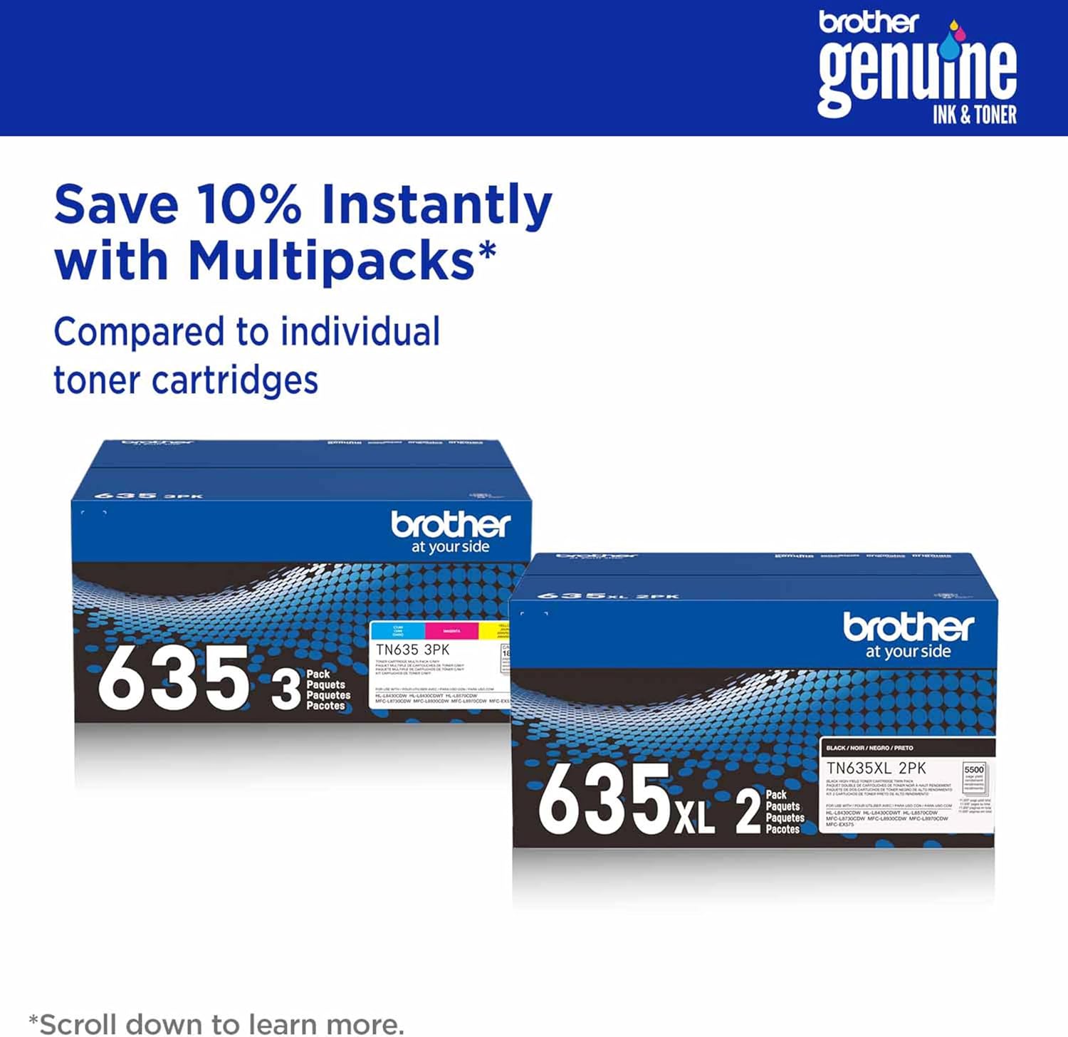 Brother Genuine TN635C Standard Yield Cyan Toner Cartridge, 1 Pack