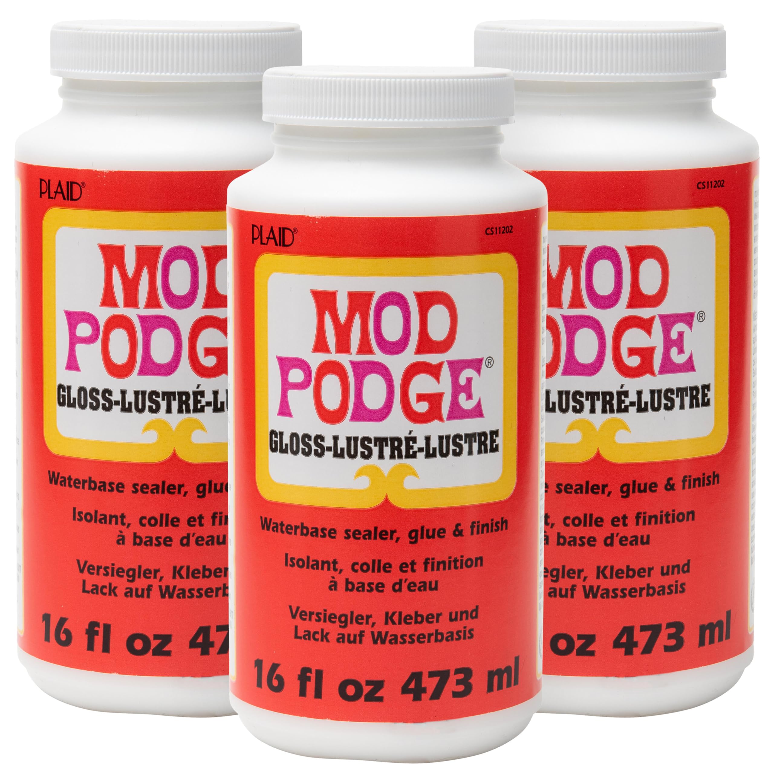 Mod Podge Waterbase Sealer, 16 oz, Gloss Finish, WMCS11202A (Pack of 3)