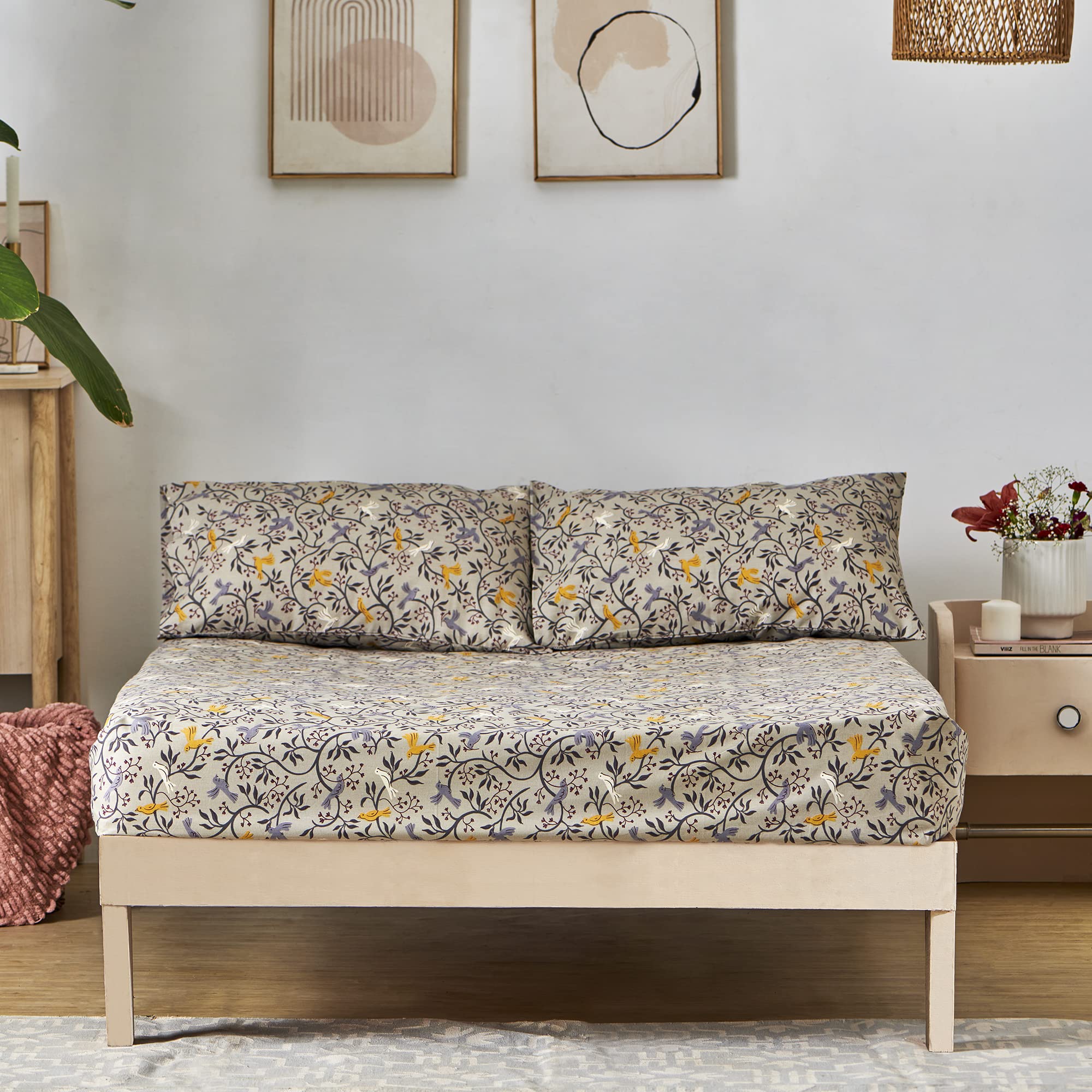 Chumbak Teal Bedsheets - Queen Size (Columbian Birds Grey) (B0B6ZWK1X2) Amazon Price History, Amazon Price Tracker