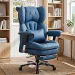 Efomao Big et Président de bureau, broderie X PU Chaise en cuir, chaise de jeu réglable haute dos, 200kg Chaise bureau exécutif pivotante avec repose-pieds et soutien Lumbar, noir
